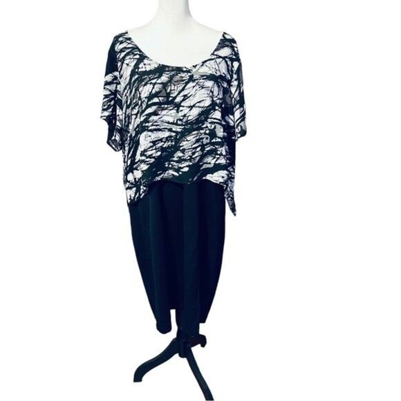 NWT Lane Bryant Graphic Design Black and White Dress with Overlay Sz  22 - Picture 1 of 10